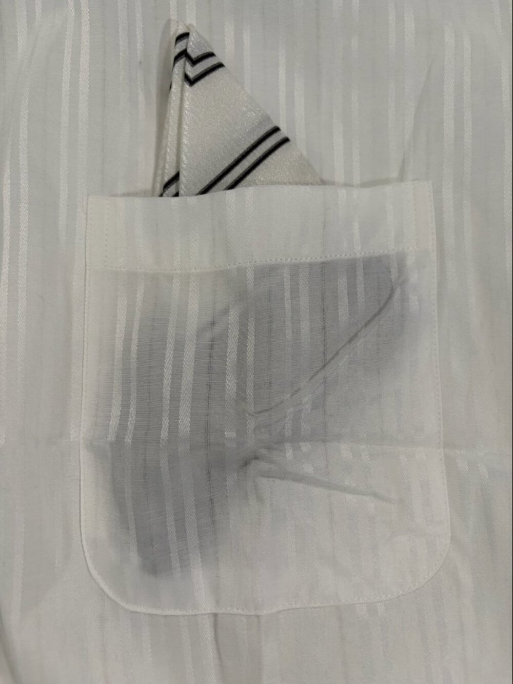 Fratello French Cuff Dress Shirt White Black Trim Textured Self-Stripe NWT 16.5 - Picture 8 of 9